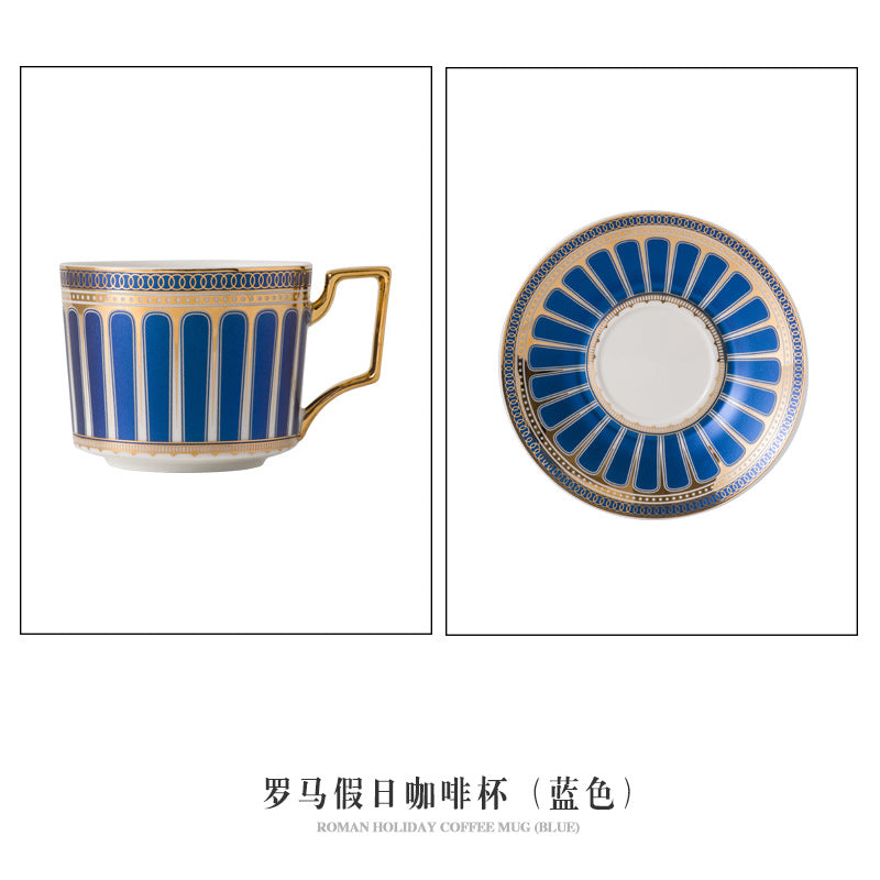 欧洲优雅骨瓷咖啡杯和碟子套装 - 金边英式下午茶茶具