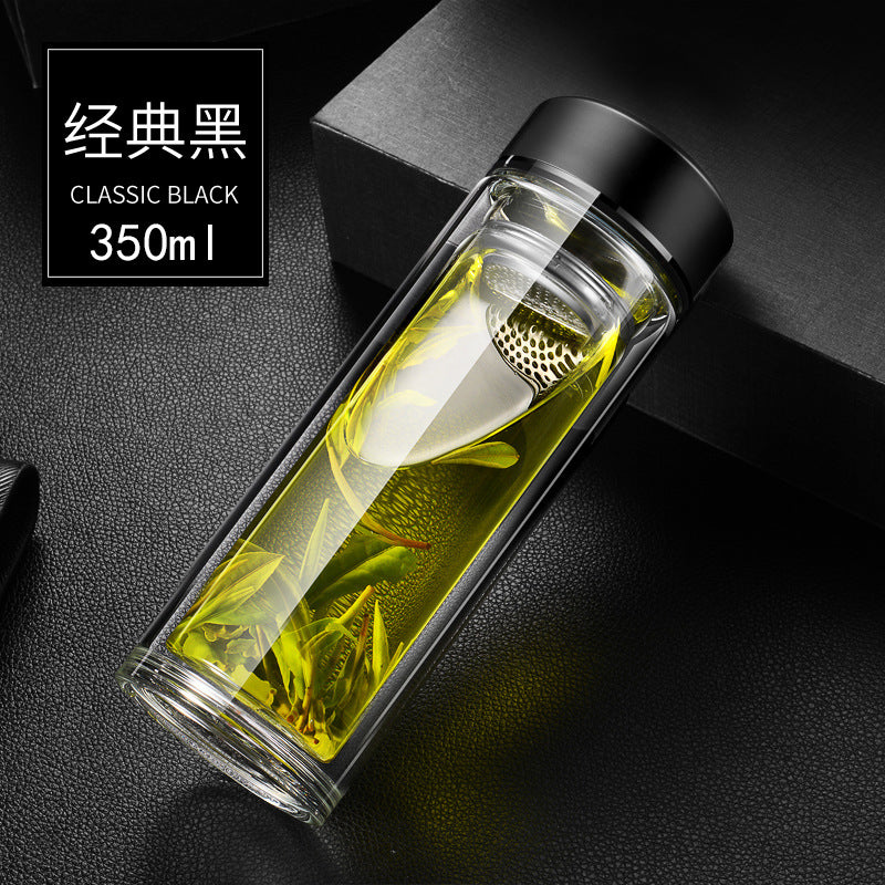 แก้วแก้วบอโรซิลิเกตสูงที่ทนความร้อนแบบผนังคู่ - แก้วชา/กาแฟที่สามารถปรับแต่งโลโก้และดีไซน์ได้สำหรับบ้าน สำนักงาน หรือของขวัญ
