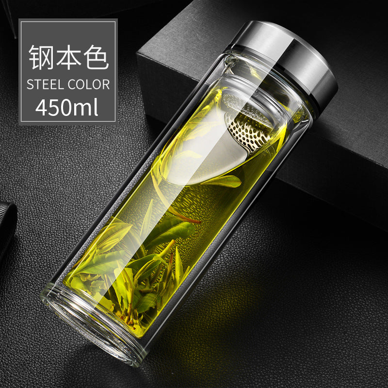 แก้วแก้วบอโรซิลิเกตสูงที่ทนความร้อนแบบผนังคู่ - แก้วชา/กาแฟที่สามารถปรับแต่งโลโก้และดีไซน์ได้สำหรับบ้าน สำนักงาน หรือของขวัญ