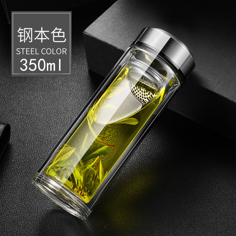แก้วแก้วบอโรซิลิเกตสูงที่ทนความร้อนแบบผนังคู่ - แก้วชา/กาแฟที่สามารถปรับแต่งโลโก้และดีไซน์ได้สำหรับบ้าน สำนักงาน หรือของขวัญ