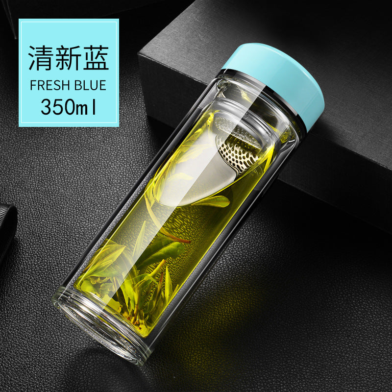 แก้วแก้วบอโรซิลิเกตสูงที่ทนความร้อนแบบผนังคู่ - แก้วชา/กาแฟที่สามารถปรับแต่งโลโก้และดีไซน์ได้สำหรับบ้าน สำนักงาน หรือของขวัญ