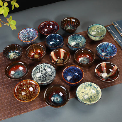 Ręcznie wykonany ceramiczny kubek do herbaty Jian Zhan - tradycyjny kubek z kamionki z glazurą Temmoku, duży stożkowy kubek do ceremonii herbaty chińskiej/japońskiej