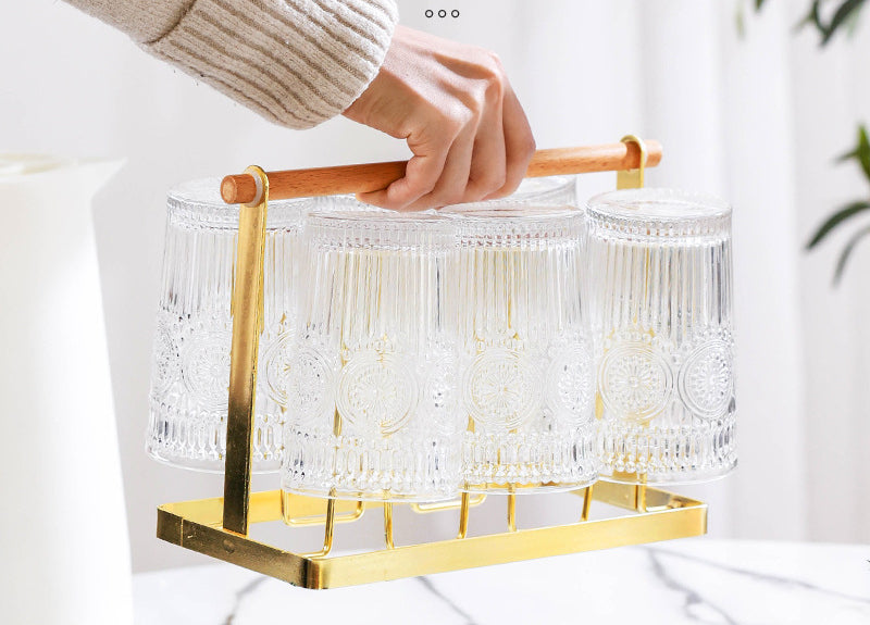 Nordischer Stil verbundener Becherhalter - Einfacher Metallablaufständer für den Heimgebrauch, universell passender Glasbecherhalter, Desktop-Eisenkunst-Becherhalter
