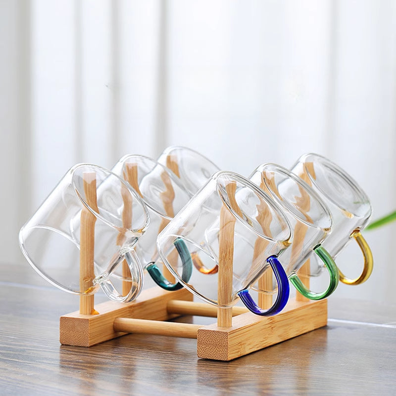 내열 유리 찻잔 - 6가지 색상의 소형 찻잔, 내구성이 뛰어난 다채로운 차 액세서리, 가정 및 사무실 사용용