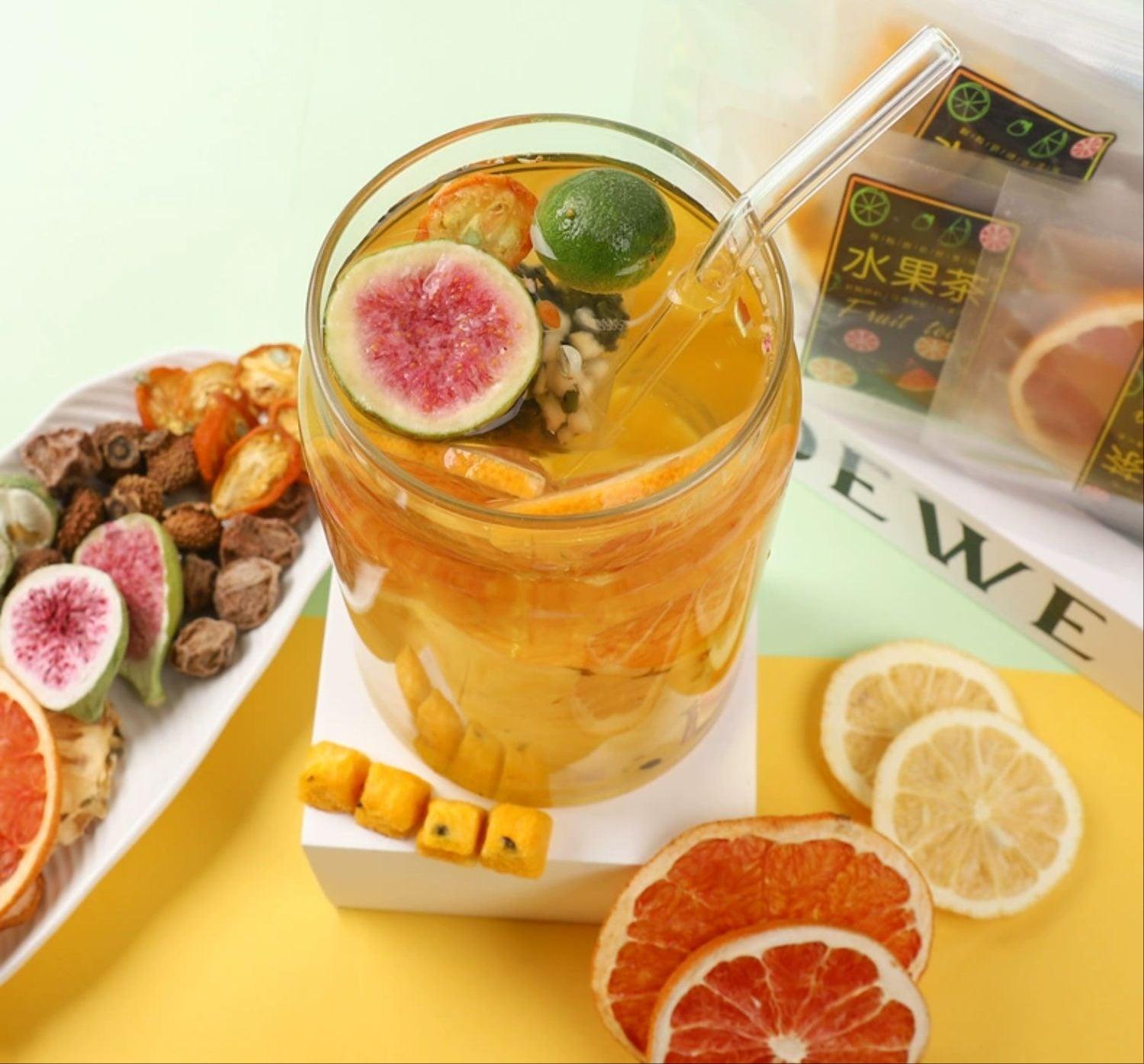 Seven Days Fruit Tea Blend - Golden Kumquat, Lemon, Passionfruit, & Green Mandarin Infusion - Multi-Flavor Tea Bags Perfect for Women - Dwtea.com
