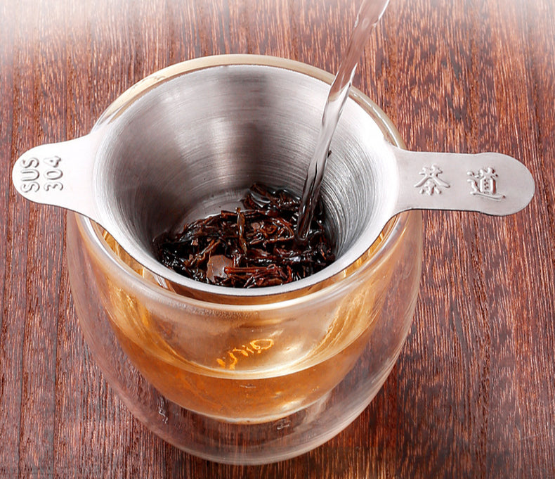 Colador de té de acero inoxidable con doble asa - Malla de filtro de té de pico de pato engrosada para un té perfectamente preparado