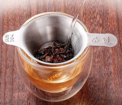 Colador de té de acero inoxidable con doble asa - Malla de filtro de té de pico de pato engrosada para un té perfectamente preparado