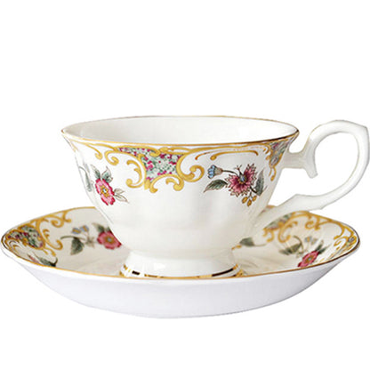 Vintage European Style Ceramic Tea Cups with Gold Trim, Elegant Coffee Service Set, Gift-Ready Porcelain Tea Cups for Home & Cafe Use