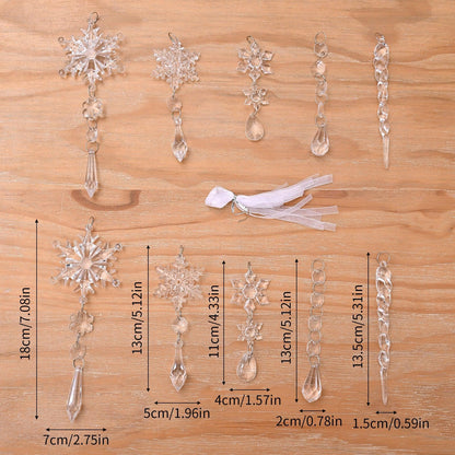 10个圣诞树装饰水晶 ornaments - 悬挂亚克力圣诞雪花冰柱水晶 ornaments 用于圣诞树