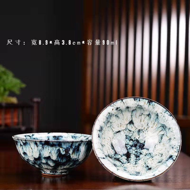 Ręcznie wykonany ceramiczny kubek do herbaty Jian Zhan - tradycyjny kubek z kamionki z glazurą Temmoku, duży stożkowy kubek do ceremonii herbaty chińskiej/japońskiej