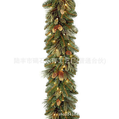 Rocinha 9 Foot Lighted Christmas Garland, Outdoor Christmas Garland with Pine Cones, Red Berries and LED Light for Fireplace, Mantle and Stair Railing