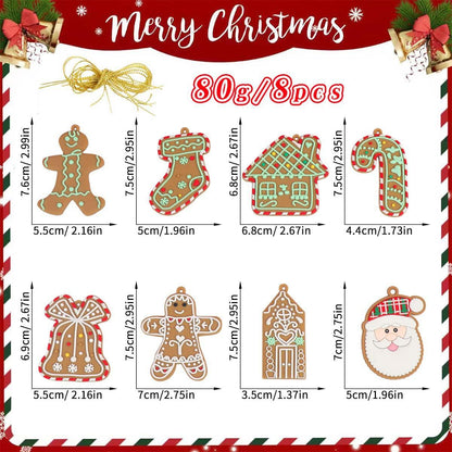 12pcs Gingerbread Man Ornaments for Christmas Tree, Assorted Gingerbread Figurines Ornaments, Christmas Tree Hanging Decorations, 3 Inch Tall