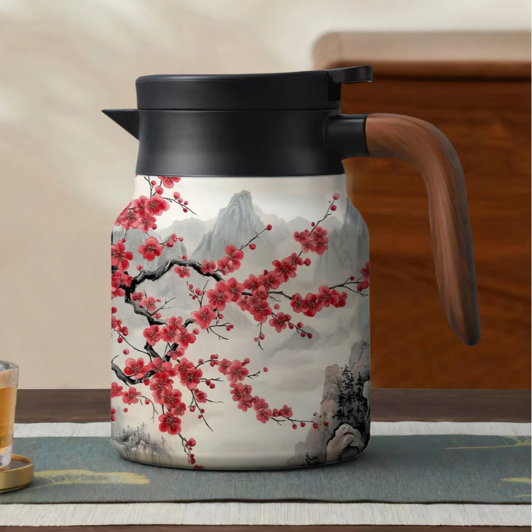 Elegant Stainless Steel Insulated Tumbler with Simple Floral Design - Perfect for Home Brewing and Tea Separation