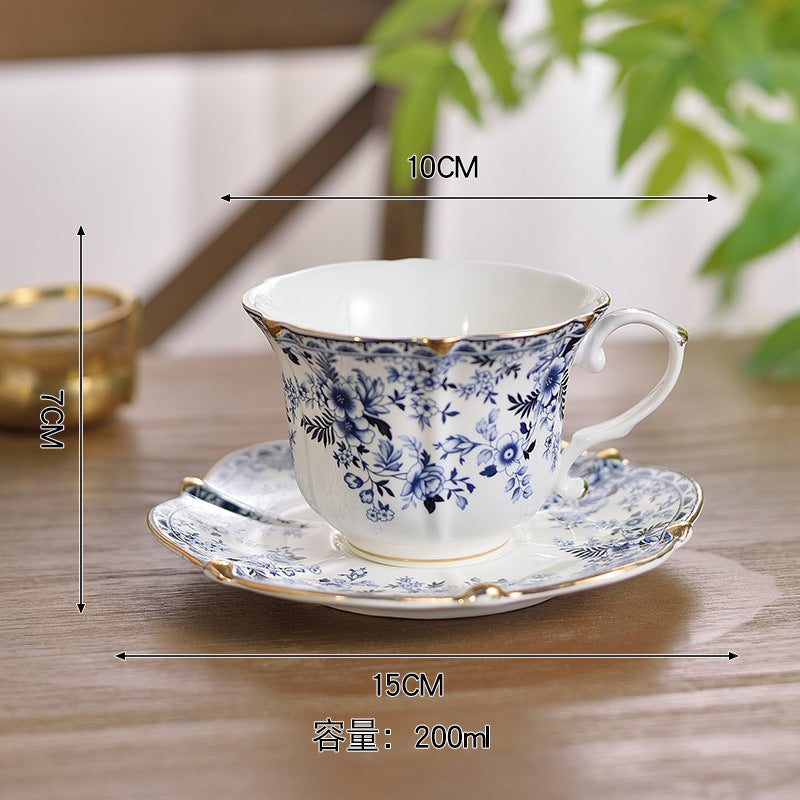 Set de ceai din porțelan Vintage Blue Willow - Căni de cafea ceramice pictate manual cu farfurioare, serviciu de ceai după-amiază în stil european, colecție de lux pentru casă și cadouri