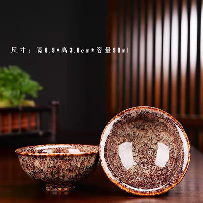 Ręcznie wykonany ceramiczny kubek do herbaty Jian Zhan - tradycyjny kubek z kamionki z glazurą Temmoku, duży stożkowy kubek do ceremonii herbaty chińskiej/japońskiej