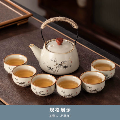Ru Kiln Ceramic Tea Set Collection - Premium Chinese Teapot, Cups & Tray for Home, Gongfu Tea Ceremony, Luxury Guest Reception