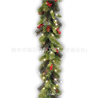 Rocinha 9 Foot Lighted Christmas Garland, Outdoor Christmas Garland with Pine Cones, Red Berries and LED Light for Fireplace, Mantle and Stair Railing