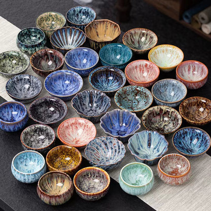 Ręcznie wykonany ceramiczny kubek do herbaty Jian Zhan - tradycyjny kubek z kamionki z glazurą Temmoku, duży stożkowy kubek do ceremonii herbaty chińskiej/japońskiej