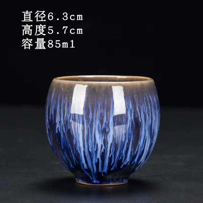 Ręcznie wykonany ceramiczny kubek do herbaty Jian Zhan - tradycyjny kubek z kamionki z glazurą Temmoku, duży stożkowy kubek do ceremonii herbaty chińskiej/japońskiej