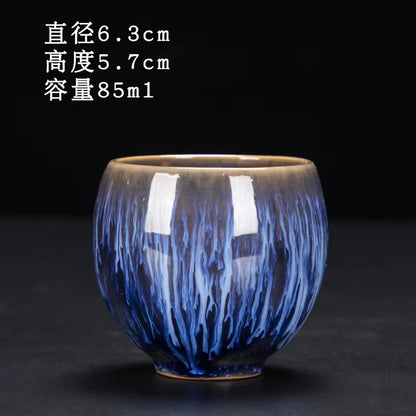 Ręcznie wykonany ceramiczny kubek do herbaty Jian Zhan - tradycyjny kubek z kamionki z glazurą Temmoku, duży stożkowy kubek do ceremonii herbaty chińskiej/japońskiej