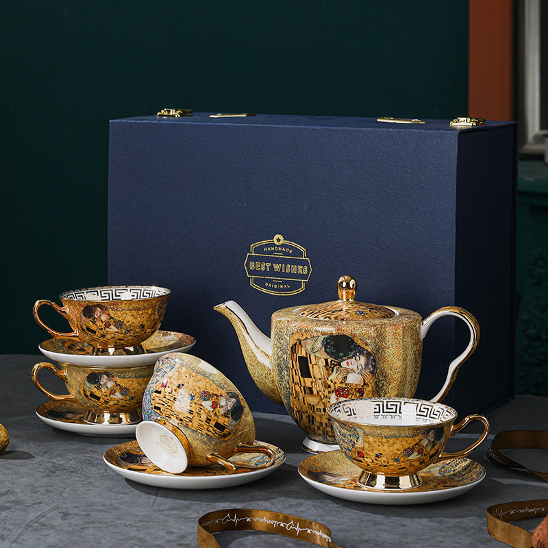 Premium European-Style Bone China Tea and Coffee Set - Vintage British Afternoon Tea Service for Home