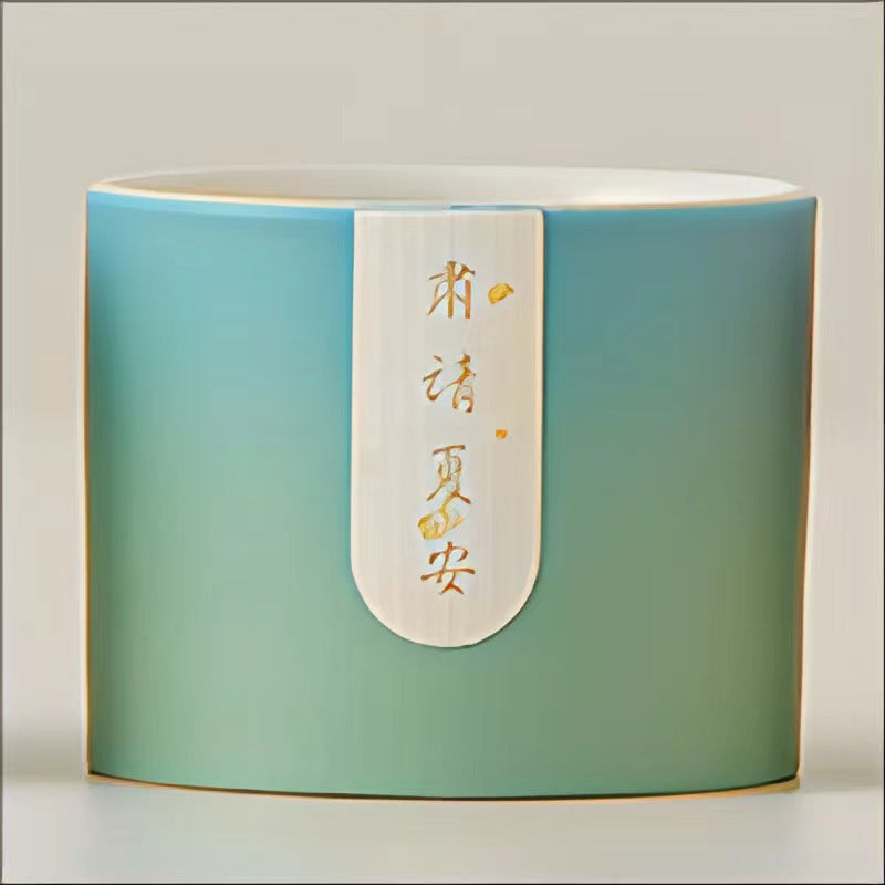 四季风景陶瓷茶具礼盒 - 传统中国手绘茶杯，适合家庭、办公室或节日文化礼品