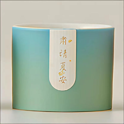 四季风景陶瓷茶具礼盒 - 传统中国手绘茶杯，适合家庭、办公室或节日文化礼品