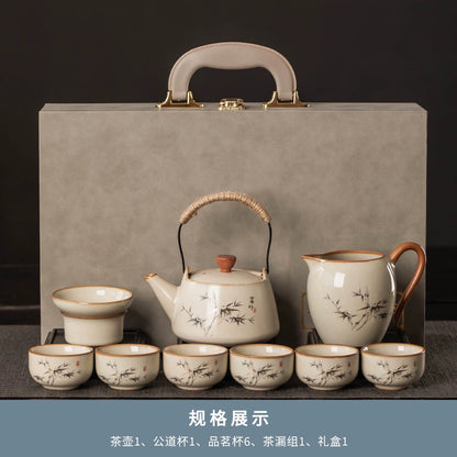 Ru Kiln Ceramic Tea Set Collection - Premium Chinese Teapot, Cups & Tray for Home, Gongfu Tea Ceremony, Luxury Guest Reception