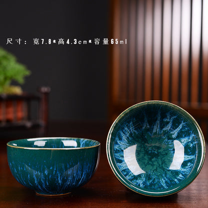 Ręcznie wykonany ceramiczny kubek do herbaty Jian Zhan - tradycyjny kubek z kamionki z glazurą Temmoku, duży stożkowy kubek do ceremonii herbaty chińskiej/japońskiej