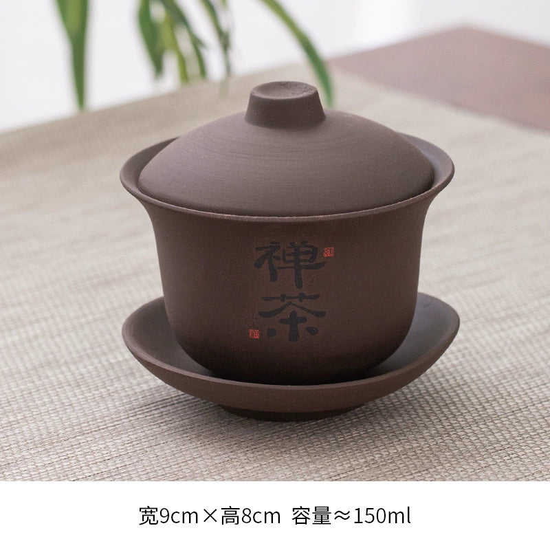 Extra-Large Sancai Lidded Tea Bowl - Ceramic Gongfu Tea Set with Dehua Blue-and-White Porcelain Design, White Porcelain Covered Cup for Brewing and Serving