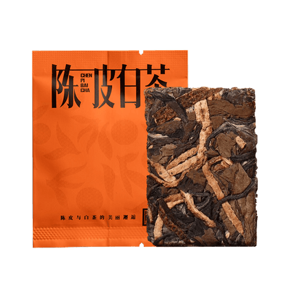正宗陈皮浸泡的 aged 白茶，单独包装以保持新鲜