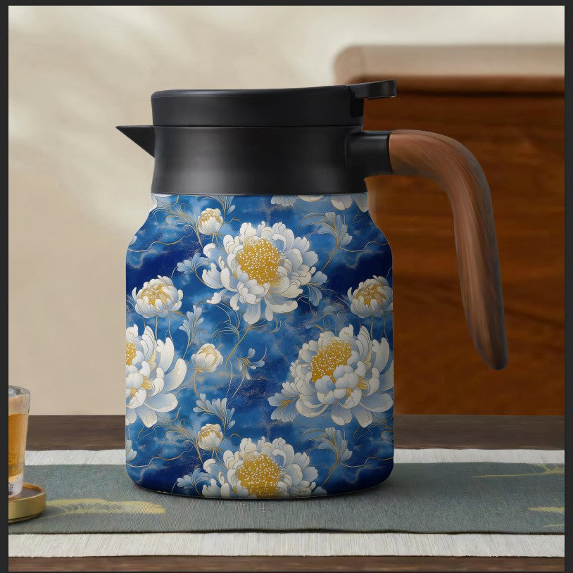 Elegant Stainless Steel Insulated Tumbler with Simple Floral Design - Perfect for Home Brewing and Tea Separation