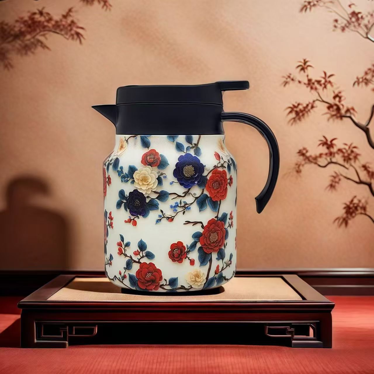 Elegant Stainless Steel Insulated Tumbler with Simple Floral Design - Perfect for Home Brewing and Tea Separation