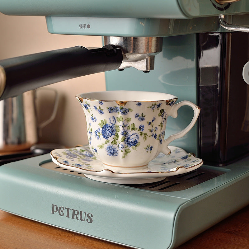 Set de ceai din porțelan Vintage Blue Willow - Căni de cafea ceramice pictate manual cu farfurioare, serviciu de ceai după-amiază în stil european, colecție de lux pentru casă și cadouri