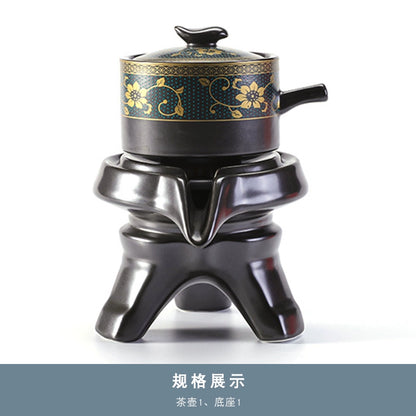 Effortless Tea Set with Heat-Resistant Teapot - Semi-Automatic Ceramic Gongfu Teacups & Stone-Mill Design for Home Brewing, Anti-Scald Tea Maker Kit
