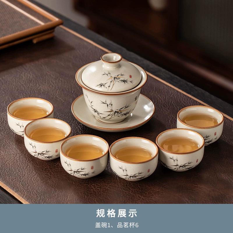Ru Kiln Ceramic Tea Set Collection - Premium Chinese Teapot, Cups & Tray for Home, Gongfu Tea Ceremony, Luxury Guest Reception