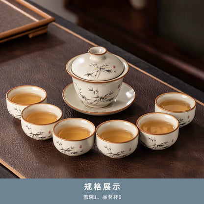 Ru Kiln Ceramic Tea Set Collection - Premium Chinese Teapot, Cups & Tray for Home, Gongfu Tea Ceremony, Luxury Guest Reception