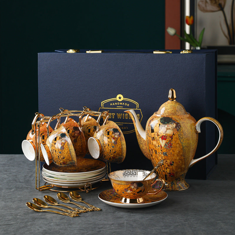 Premium European-Style Bone China Tea and Coffee Set - Vintage British Afternoon Tea Service for Home