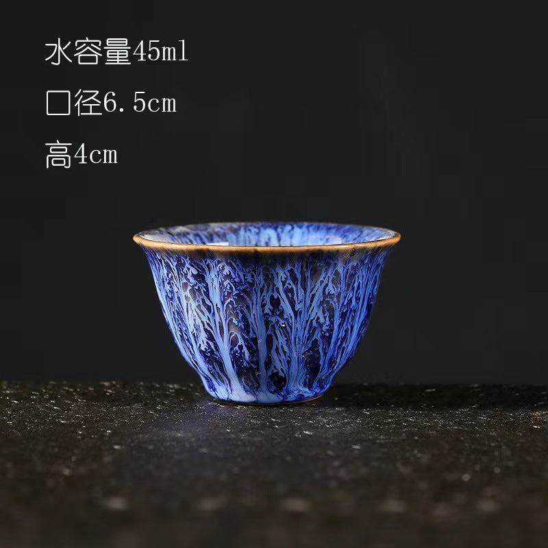 Ręcznie wykonany ceramiczny kubek do herbaty Jian Zhan - tradycyjny kubek z kamionki z glazurą Temmoku, duży stożkowy kubek do ceremonii herbaty chińskiej/japońskiej