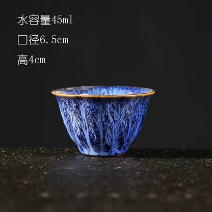 Ręcznie wykonany ceramiczny kubek do herbaty Jian Zhan - tradycyjny kubek z kamionki z glazurą Temmoku, duży stożkowy kubek do ceremonii herbaty chińskiej/japońskiej