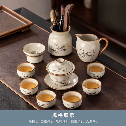 Ru Kiln Ceramic Tea Set Collection - Premium Chinese Teapot, Cups & Tray for Home, Gongfu Tea Ceremony, Luxury Guest Reception