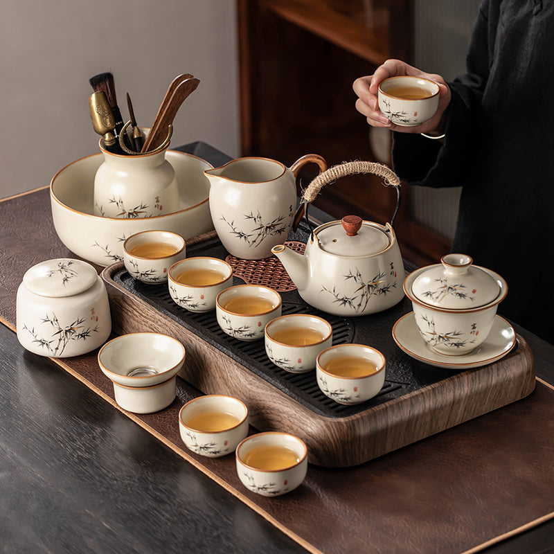 Ru Kiln Ceramic Tea Set Collection - Premium Chinese Teapot, Cups & Tray for Home, Gongfu Tea Ceremony, Luxury Guest Reception