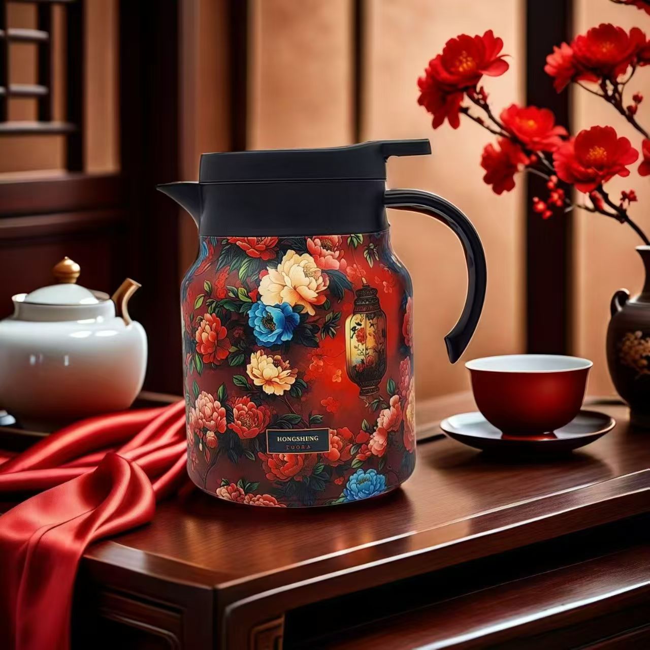 Elegant Stainless Steel Insulated Tumbler with Simple Floral Design - Perfect for Home Brewing and Tea Separation