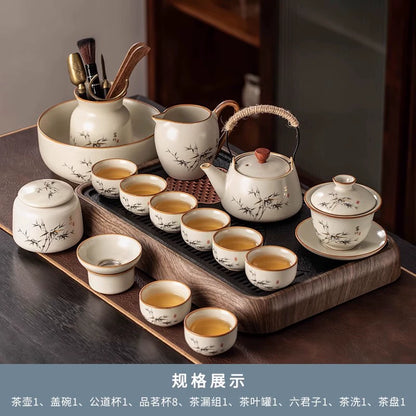 Ru Kiln Ceramic Tea Set Collection - Premium Chinese Teapot, Cups & Tray for Home, Gongfu Tea Ceremony, Luxury Guest Reception