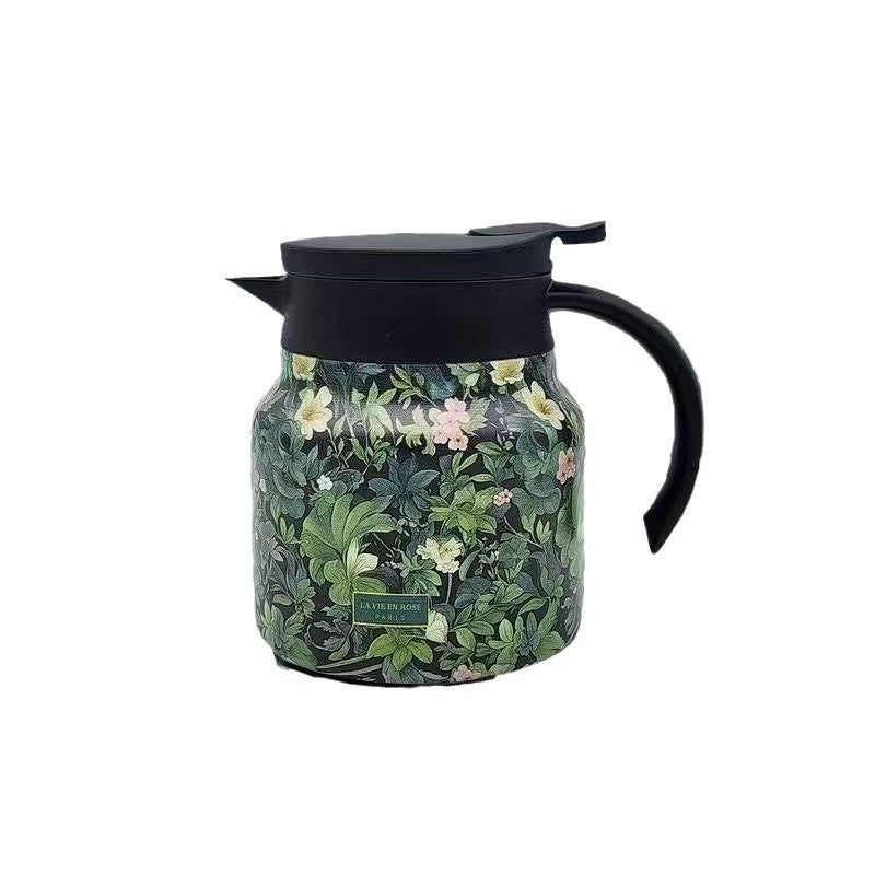 Elegant Stainless Steel Insulated Tumbler with Simple Floral Design - Perfect for Home Brewing and Tea Separation