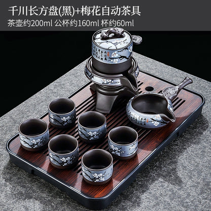 宜兴紫砂茶具 - 豪华自动茶壶配功夫茶杯，轻松冲泡家庭仪式，优质紫砂陶瓷配件