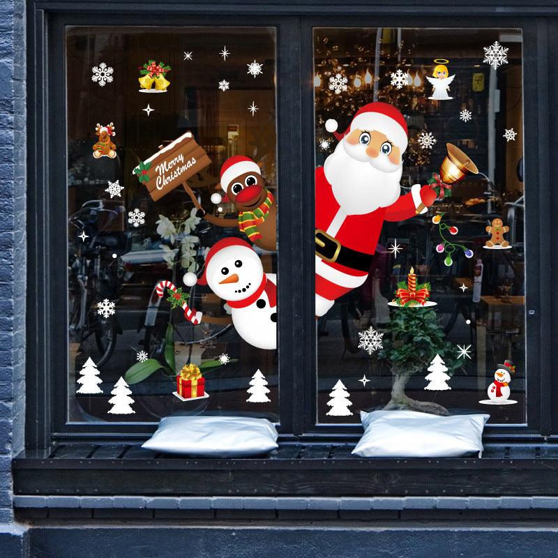 Christmas Snowflake Window Clings Stickers for Glass, Xmas Decals Decorations Holiday Snowflake Santa Claus Reindeer Decals for Party