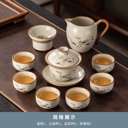 Ru Kiln Ceramic Tea Set Collection - Premium Chinese Teapot, Cups & Tray for Home, Gongfu Tea Ceremony, Luxury Guest Reception