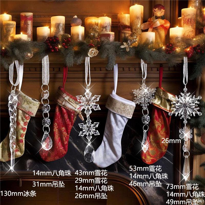 10个圣诞树装饰水晶 ornaments - 悬挂亚克力圣诞雪花冰柱水晶 ornaments 用于圣诞树