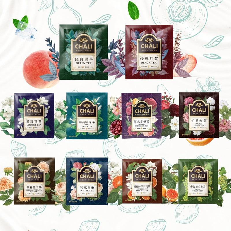 高级茶包系列 - 桃子乌龙茶、玫瑰桂花水果茶、冷泡黑茶与绿茶混合饮品